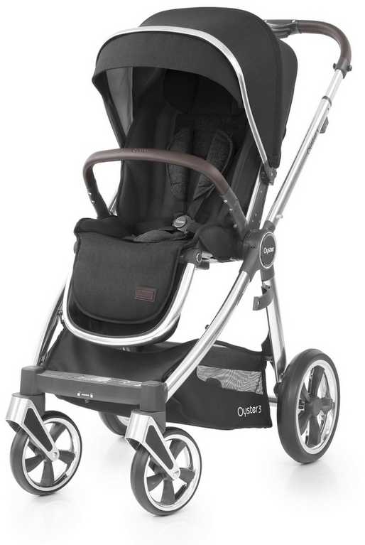 BabyStyle Oyster 3 stilingas vaikiškas vežimėlis | Tamsiai pilkos/sidabro spalvos "Caviar Silver"