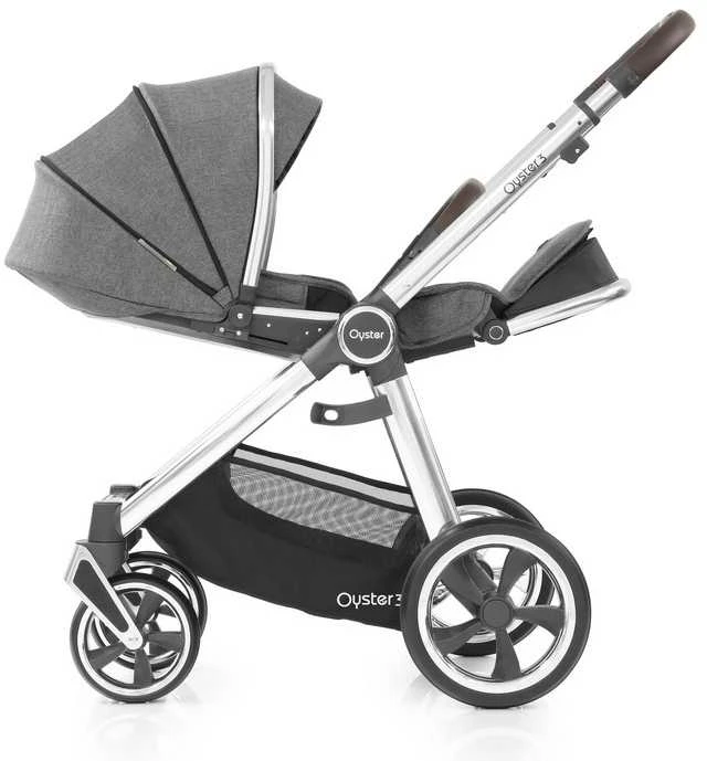BabyStyle Oyster 3 stilingas vaikiškas vežimėlis | Pilkos/Sidabro spalvos "Mercury Silver"