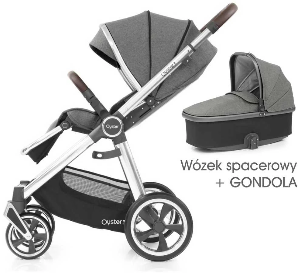 BabyStyle Oyster 3 stilingas vaikiškas vežimėlis | Pilkos/Sidabro spalvos "Mercury Silver"