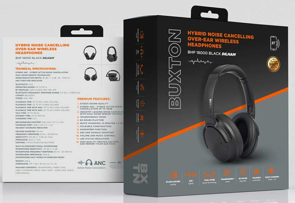 Buxton BHP 18000 Dilham Juodas - Bluetooth ausinės (juodas)