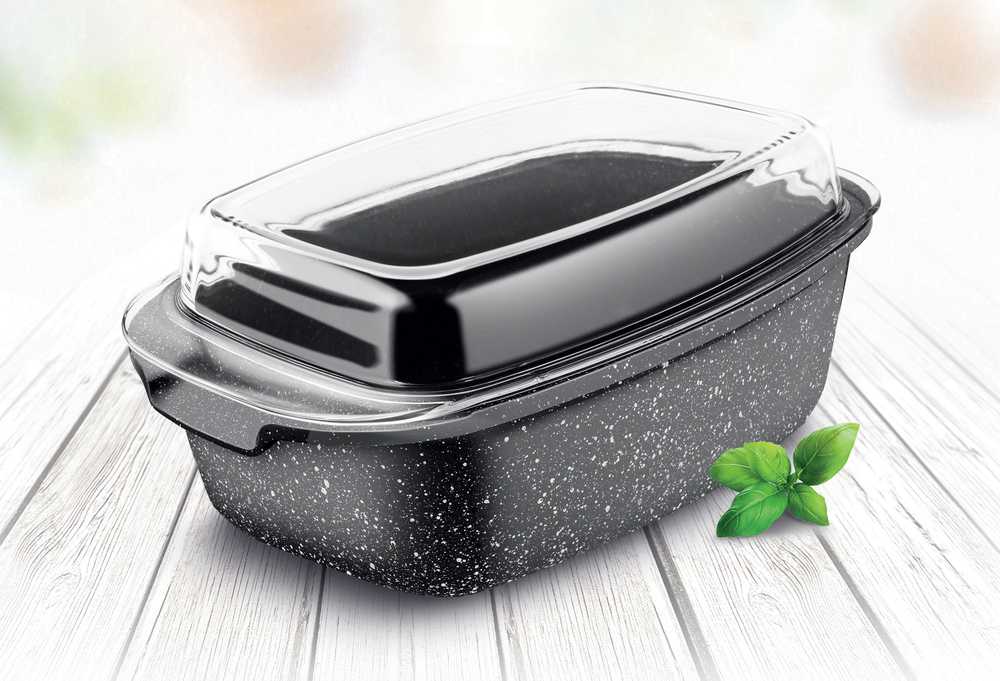 7,5 l keptuvė su dangčiu Marble Lamart, juoda