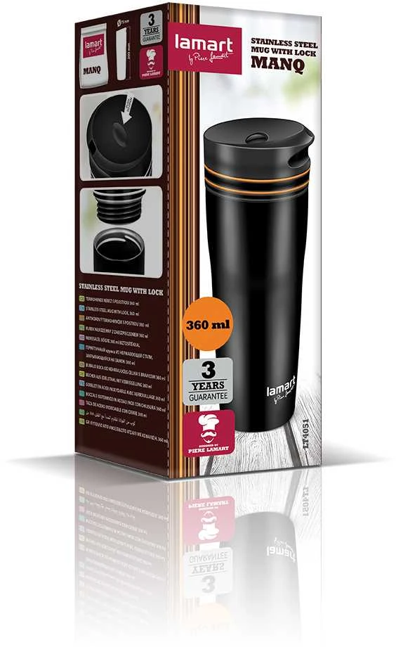 Termo gertuvė 360ml juoda/oranž.LT4051 Lamart