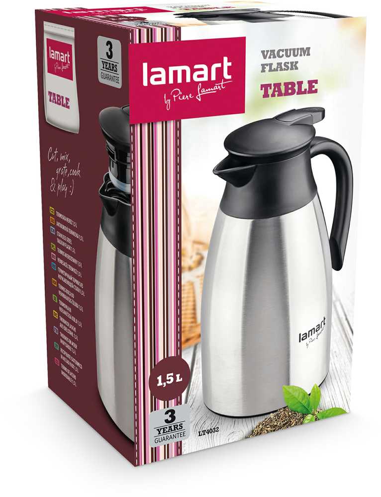 LAMART Table termosas - ąsotis, stiklinis įdėklas, 1.5 l