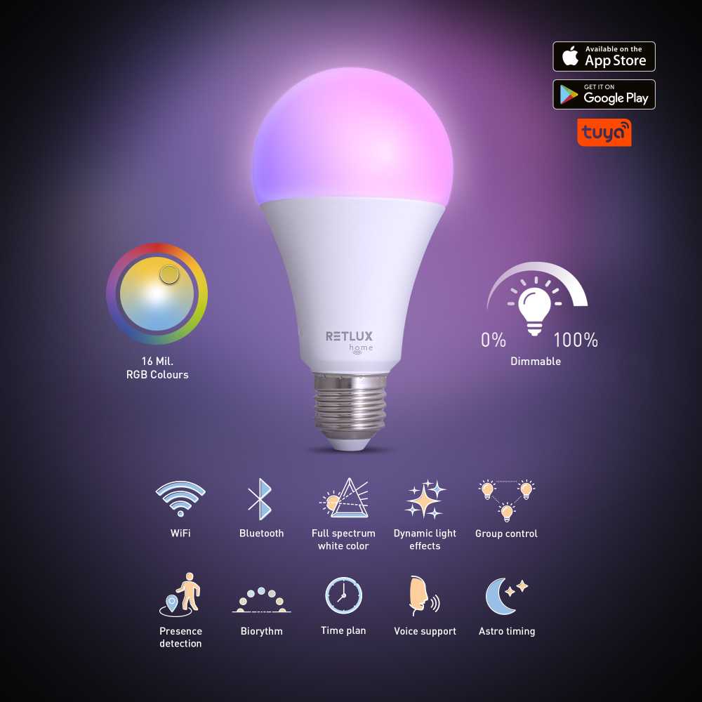 RSH 104 A60 E27 bulb 14W RGB CCT RETLUX