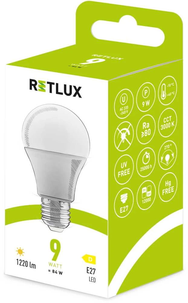 RLL 603 A60 E27 lemputė 9W WW D RETLUX