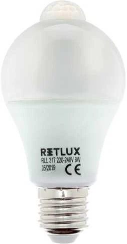RLL 317 RLL 317 A60 E27 PIR lemputė 8W WW RETLUX