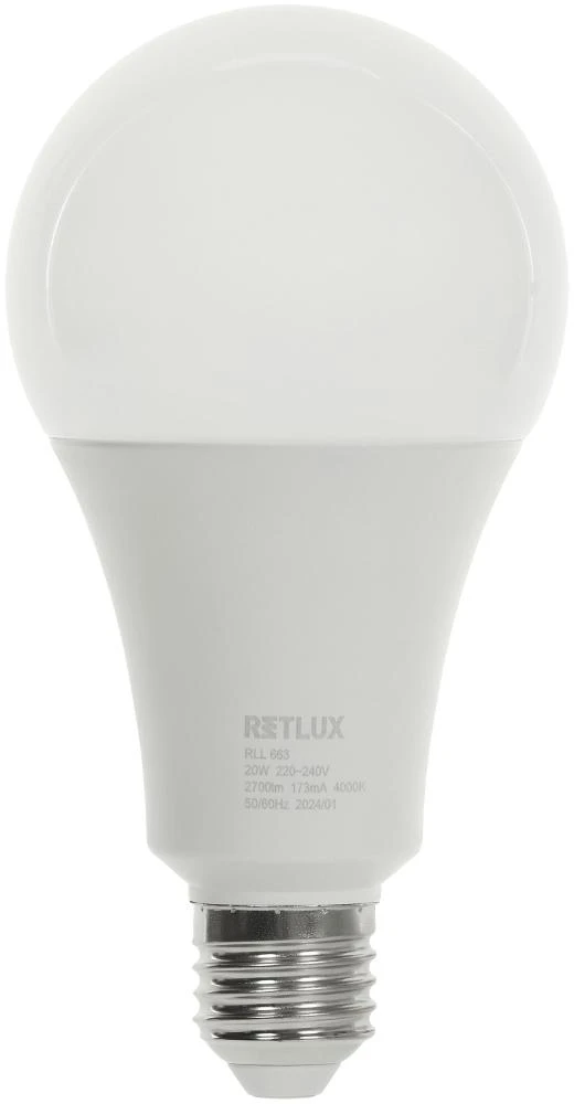 RLL 663 A80 E27 lemputė 20W CW D RETLUX