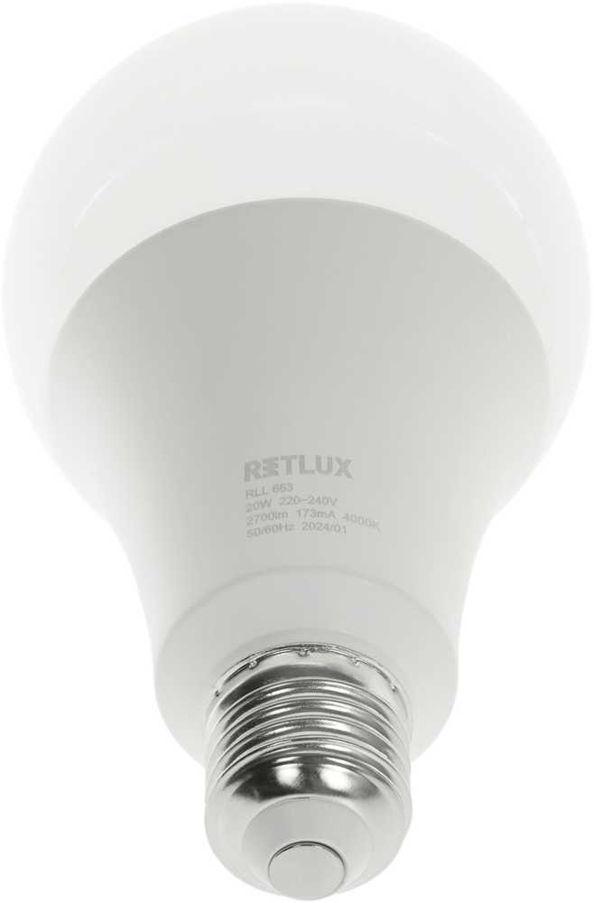 RLL 663 A80 E27 lemputė 20W CW D RETLUX