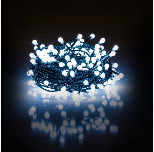 Kalėdų eglutės žiburiai Retlux 100 LED balta šalta