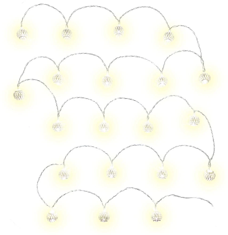 Retlux RETLUX - RXL 272 Kalėdinė dekoracija 20LED, sidabriniai rutuliai, ilgis 3m + įvadas 0,3m, 2x AA, spalva šalta balta