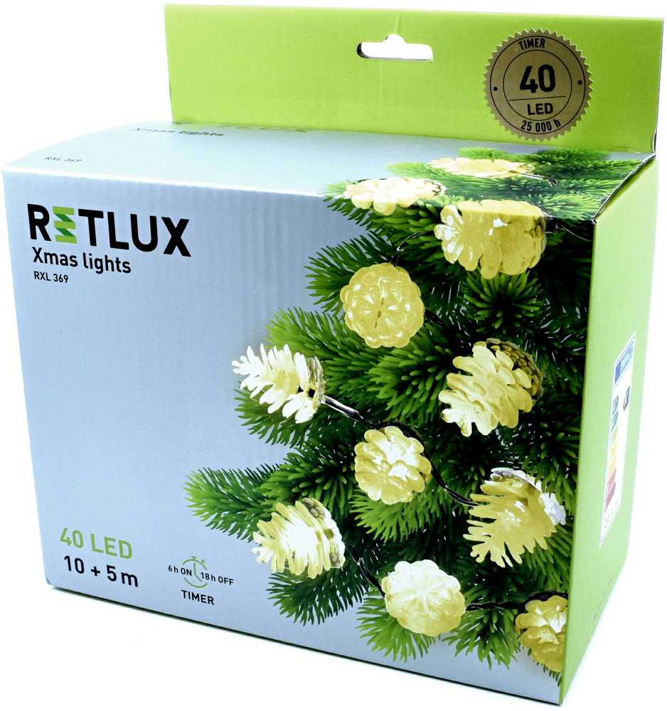 Retlux 40 LED balta šiltos eglutės lemputės