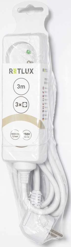 Prailginimo laidas 3lizdai 3m,baltas RPC03,Retlux