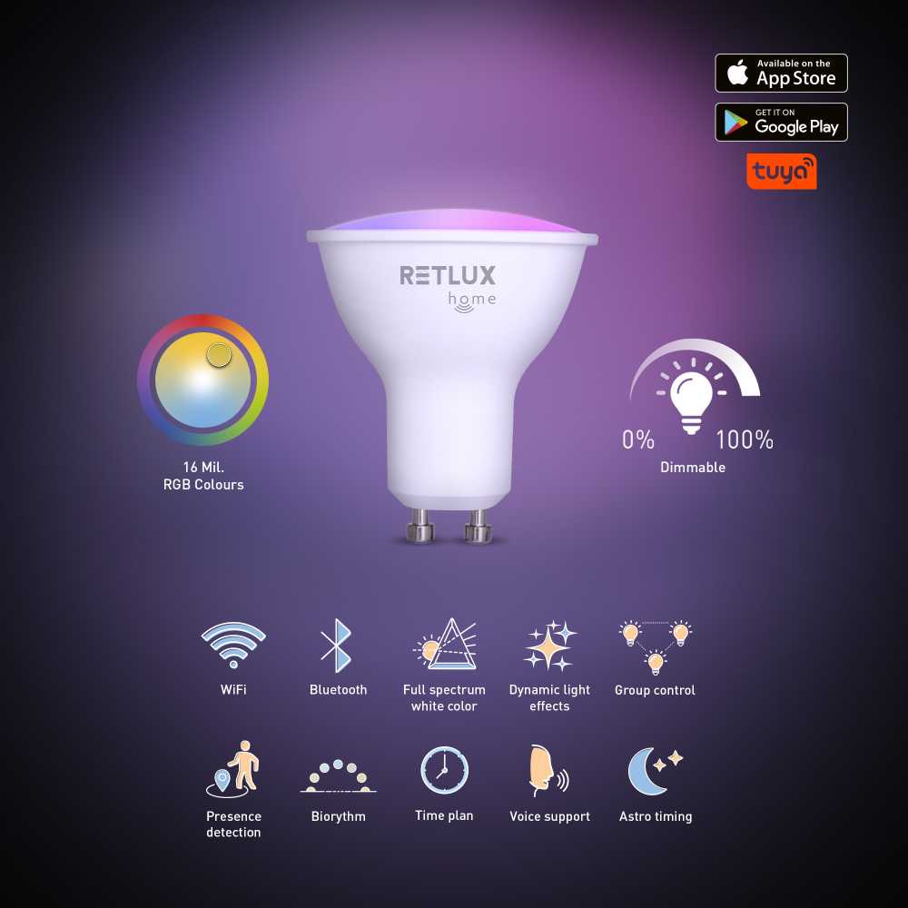RSH 101 GU10 bulb 4,5W RGB CCT RETLUX