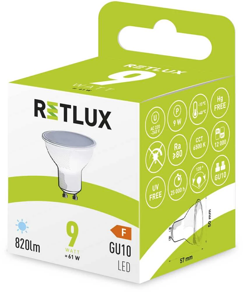 RLL 419 GU10 lemputė 9W DL RETLUX