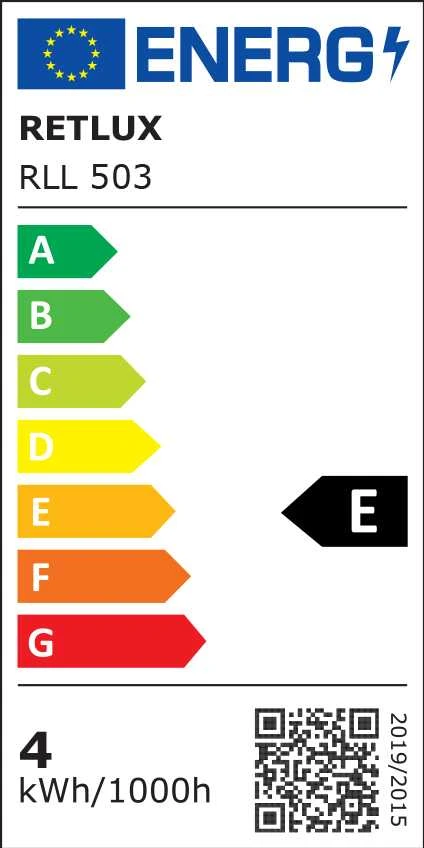 Retlux RLL 503 energinio efektyvumo etiketė