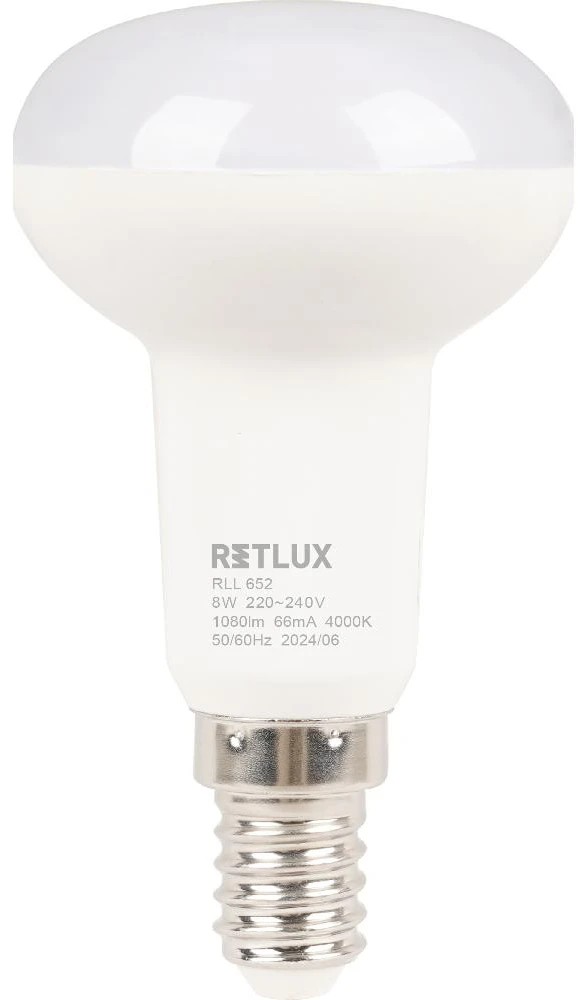 RLL 652 R50 E14 taškinė lemputė 8W CW D RETLUX