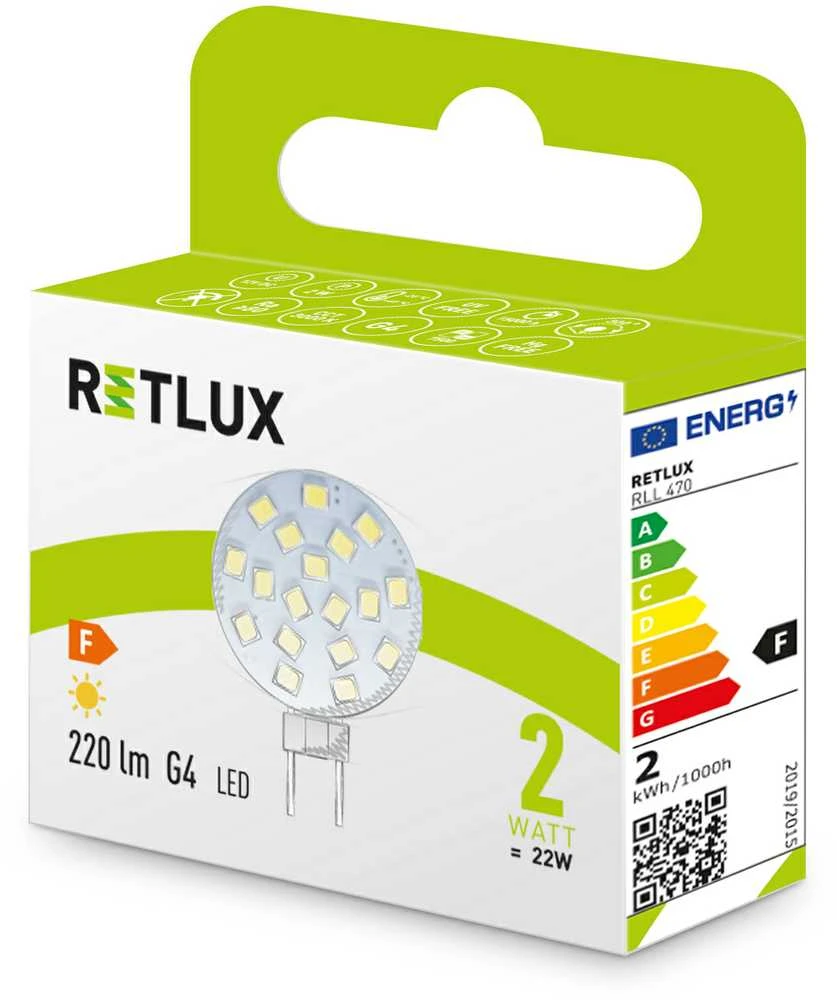 RLL 470 SMD PLOKŠTELĖ G4 12V 2W WW RETLUX