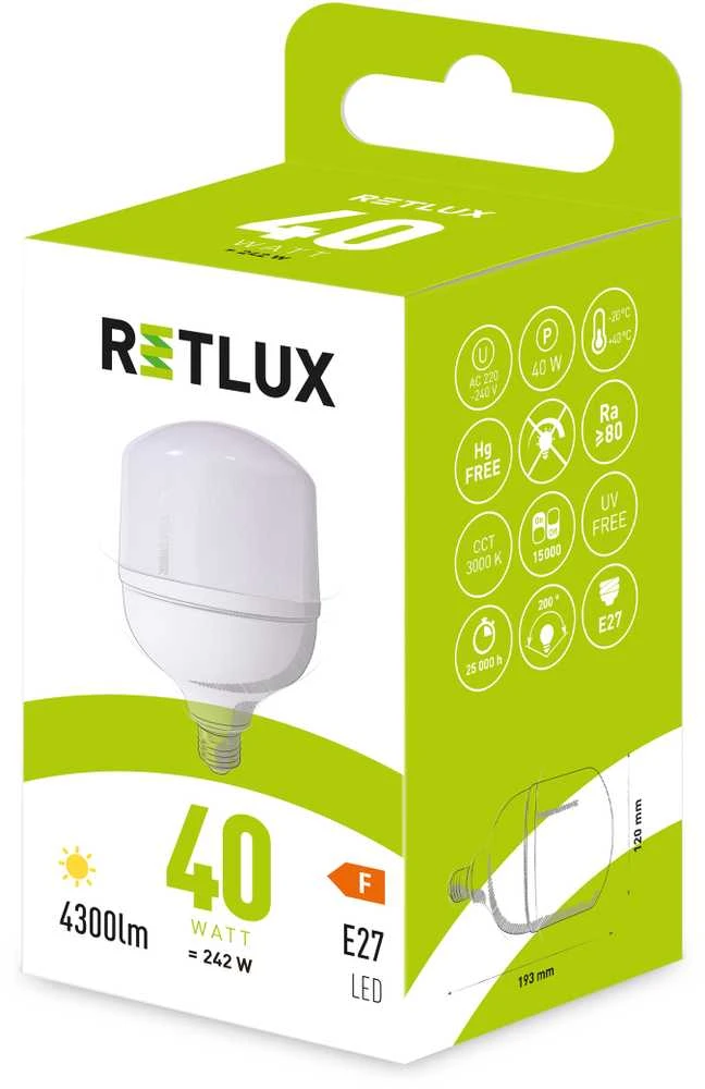 RLL 446 T120 E27 lemputė 40W WW RETLUX