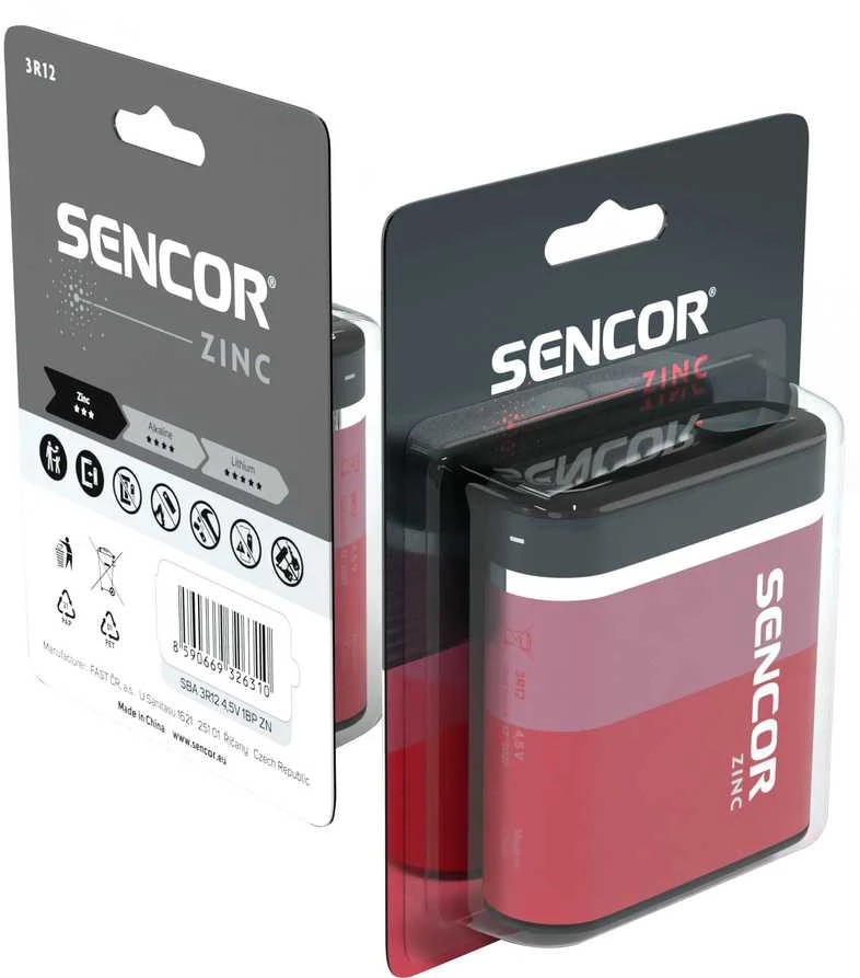 Sencor vienkartinės cinko anglies baterijos 3R12, 1 vnt. pakuotė