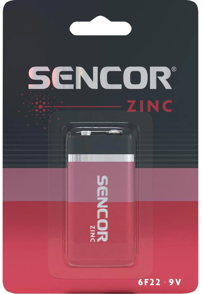 „Sencor“ vienkartinės cinko anglies baterijos 9 V, 1 vnt. pakuotė, EOL
