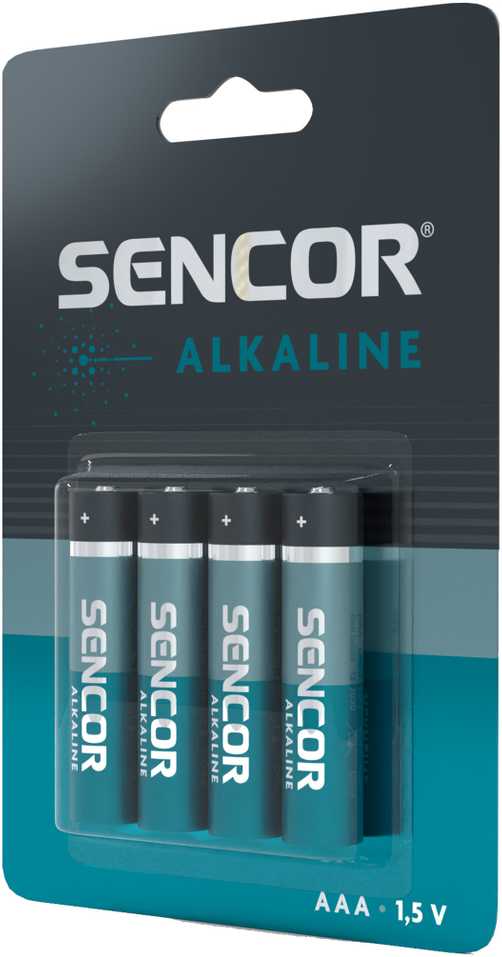 Baterija šarminė, AAA (LR03), AAA, 1,5 V, Sencor, Folia, 4 pakuotės