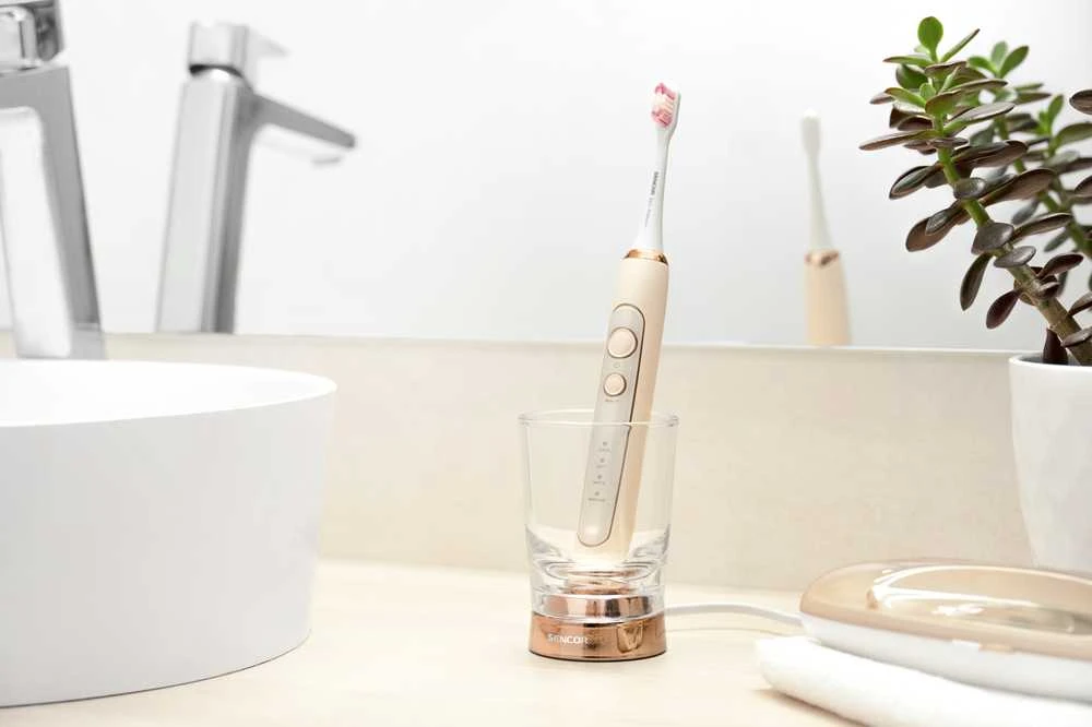 Sencor SOC 4211GD elektrinis dantų šepetėlis stikliniame stovelyje