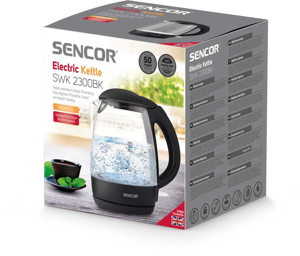 Sencor elektrinis virdulys, stiklinis 1,2l SWK2300BK