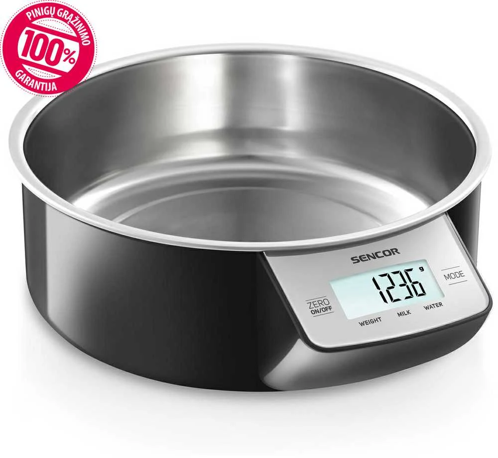 SKS 4030 BK SENCOR Virtuvinės svarstyklės with a bowl, Max weight 5kg