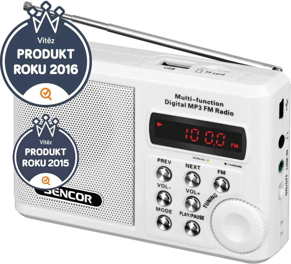Sencor SRD 215 W Kišeninis imtuvas, Baltos spalvos