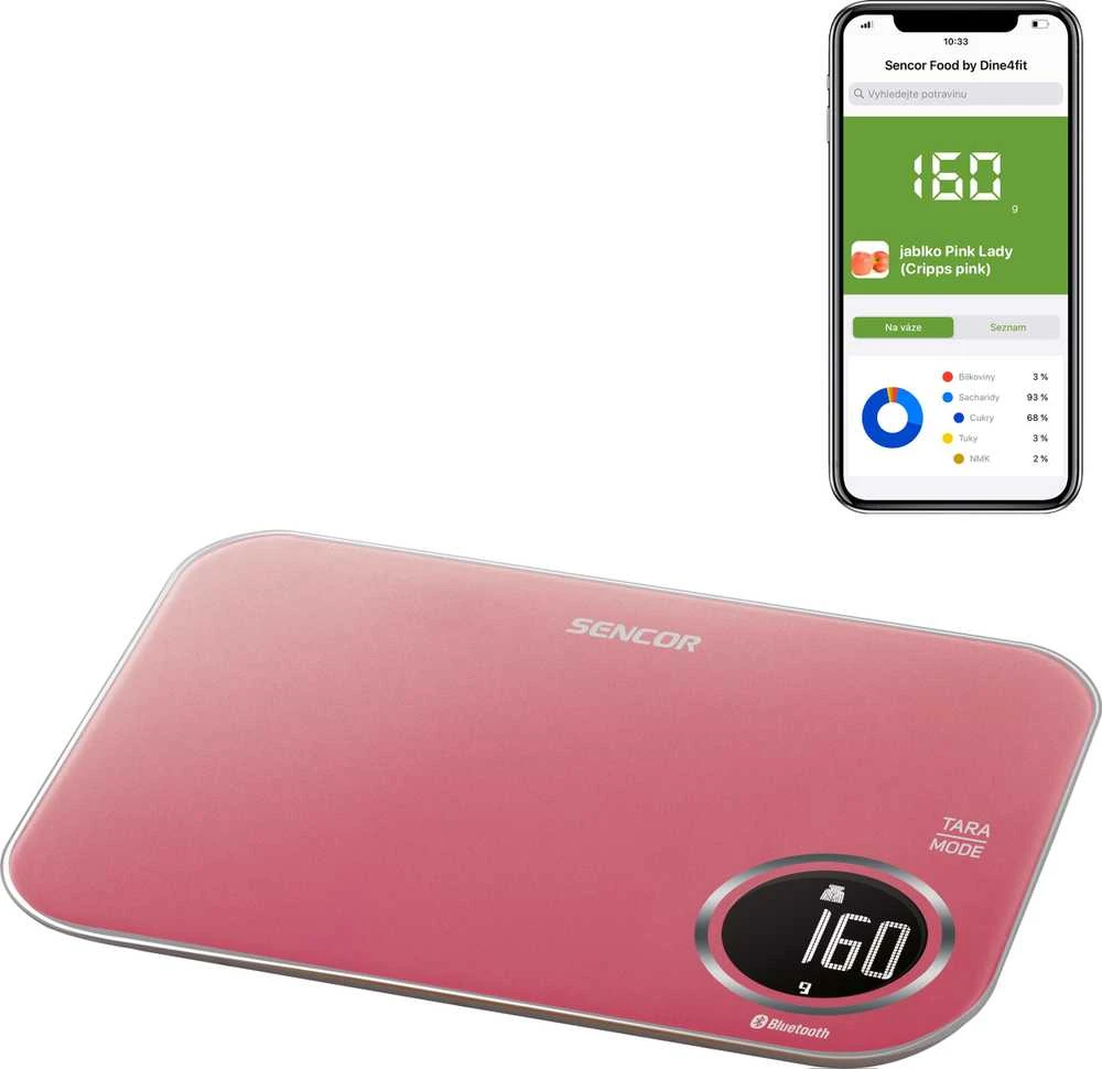 Virtuvinės svarstyklės Sencor SKS 7074RD su Bluetooth