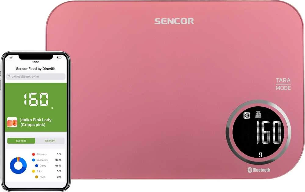 Virtuvinės svarstyklės Sencor SKS 7074RD su Bluetooth