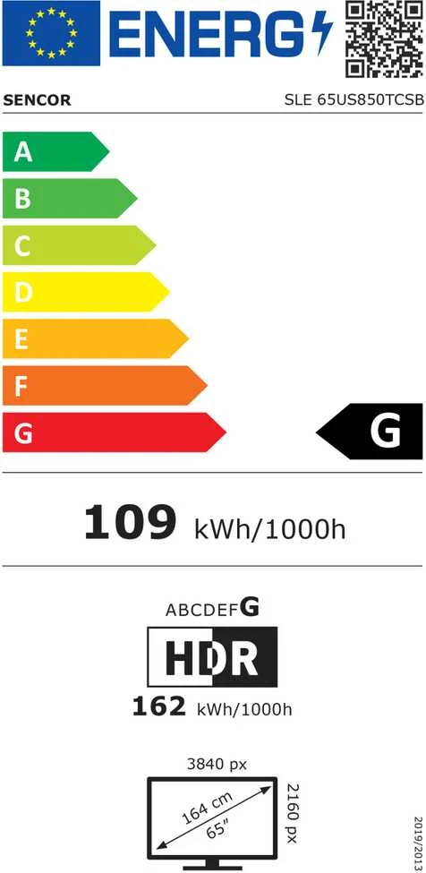 „Televizorius Sencor SLE 65US850TCSB“ LED 65 colių įstrižainės 4K „Ultra HD“ „WebOS“ televizorius