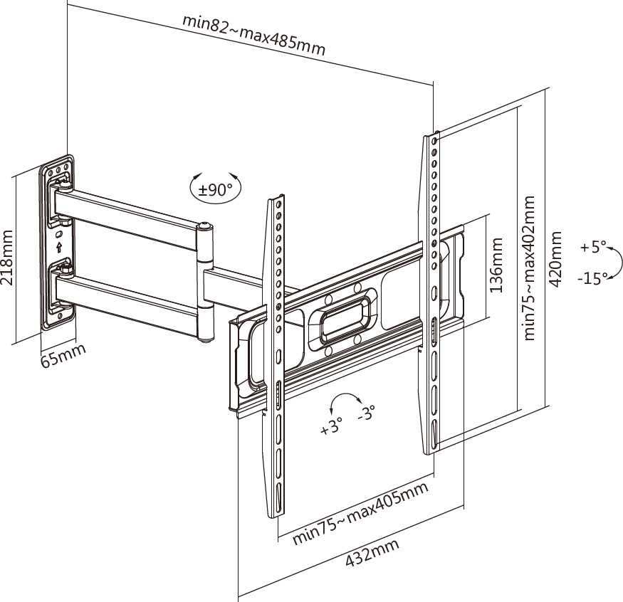 Laikiklis SHO 5600 EXTEN. HOLDER TV 32-55 STELL