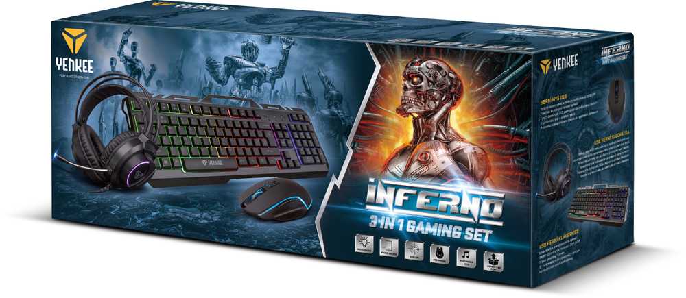 Klaviatūra YGS 01 Rinkinys žaidimams 3 in 1 INFERNO YENKEE
