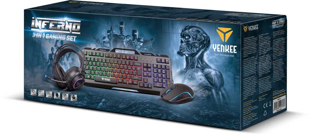 Klaviatūra YGS 01 Rinkinys žaidimams 3 in 1 INFERNO YENKEE
