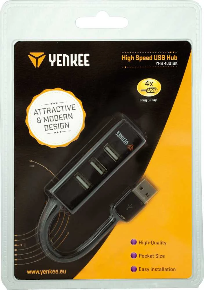 HUB USB Yenkee YHB 4001BK 4x USB-A 2.0 (45007826)