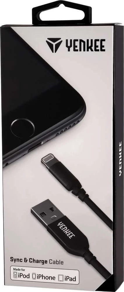 Yenkee USB-A – žaibo USB laidas, 2 m juodas (30016081)