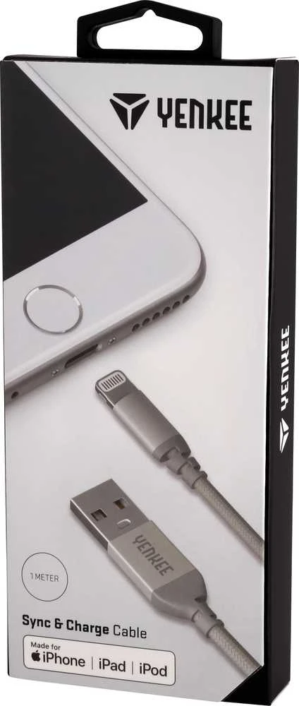 „Yenkee“ USB-A USB laidas – „Lightning“ 1 m sidabrinis (30015969)