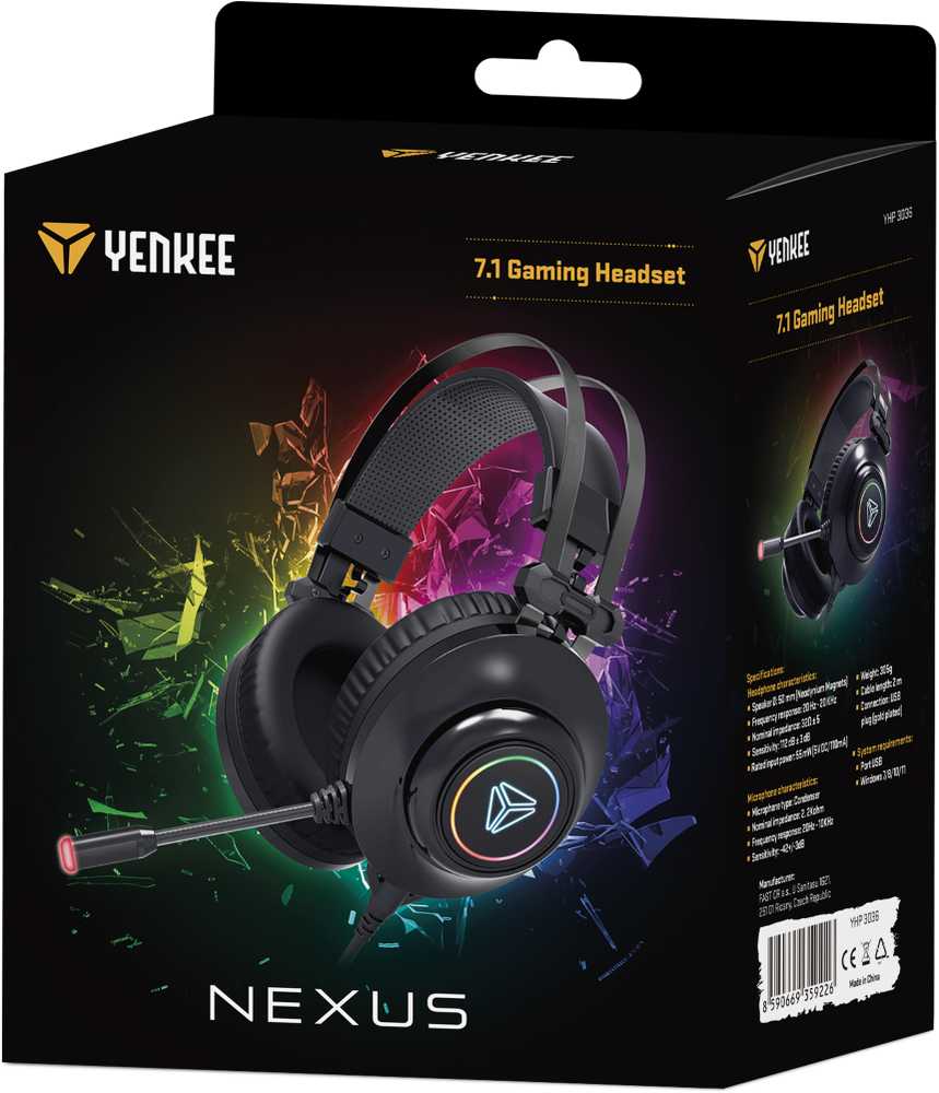 Ausinės YHP 3036 NEXUS žaidimų ausinė. USB YENKEE