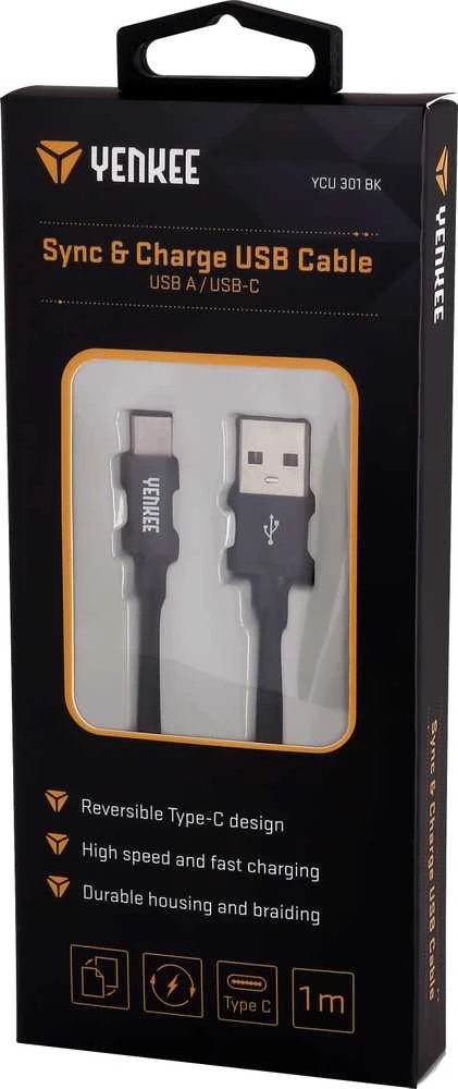Yenkee Sencor USB-A – USB-C USB laidas 2 m juodas (YCU 302 BK)