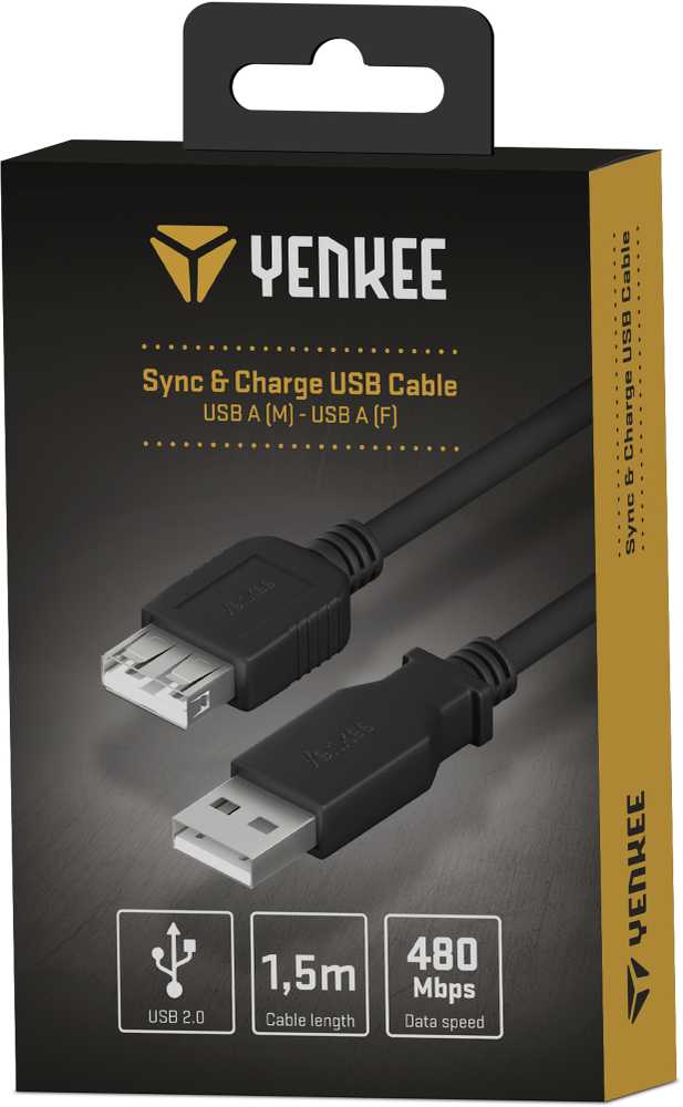 YCU 014 BK USB A M/F išpl. kabelis YENKEE