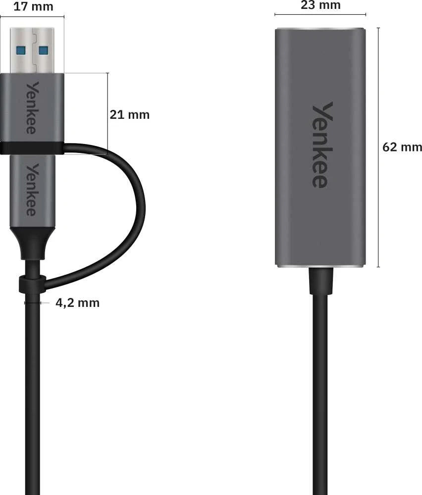 YTC 013 USB C ir Ethernet RJ-45 YENKEE