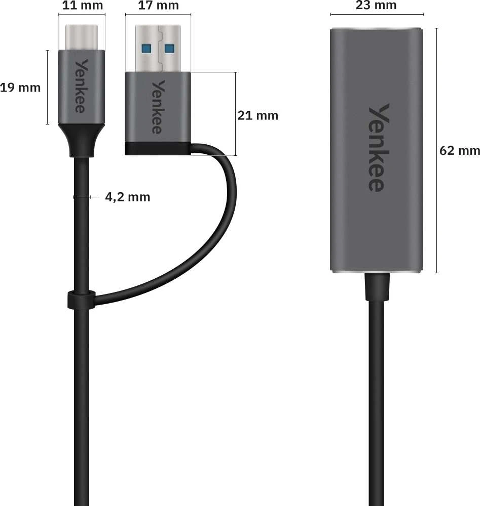 YTC 013 USB C ir Ethernet RJ-45 YENKEE
