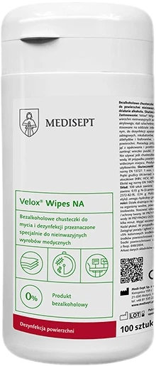 Velox Wipes NA Medisept – paviršių dezinfekavimo servetėlės be alkoholio, 100 vnt.
