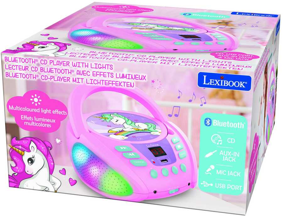 CD grotuvas Lexibook (Vienaragis), AUX/Bluetooth, Rožinės spalvos