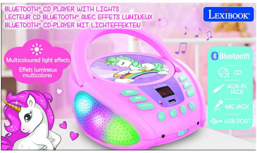 CD grotuvas Lexibook (Vienaragis), AUX/Bluetooth, Rožinės spalvos