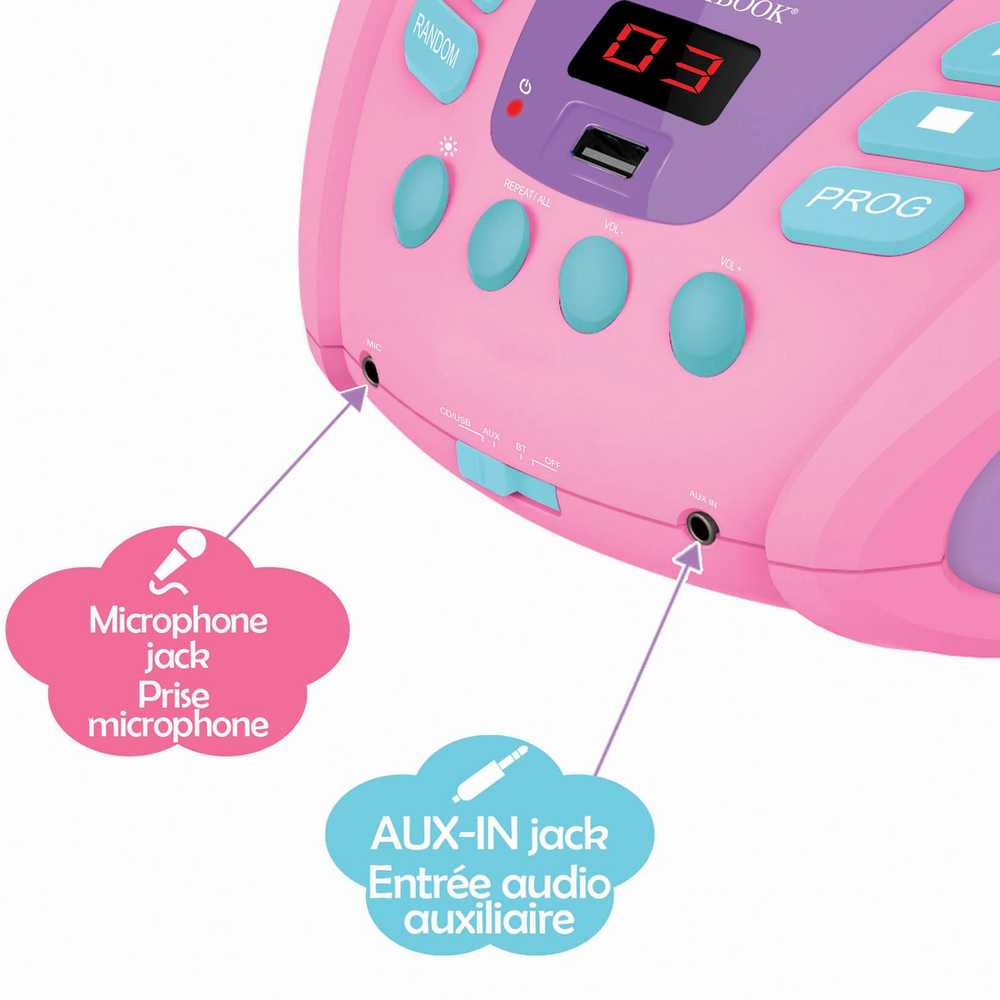 CD grotuvas Lexibook (Vienaragis), AUX/Bluetooth, Rožinės spalvos
