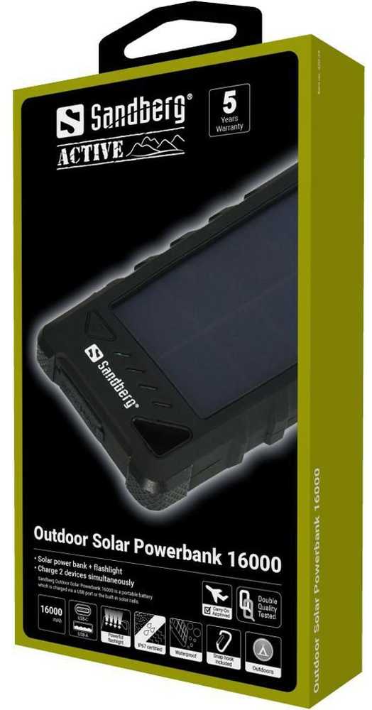 Nešiojamas įkroviklis Sandberg Outdoor Solar Powerbank 16000