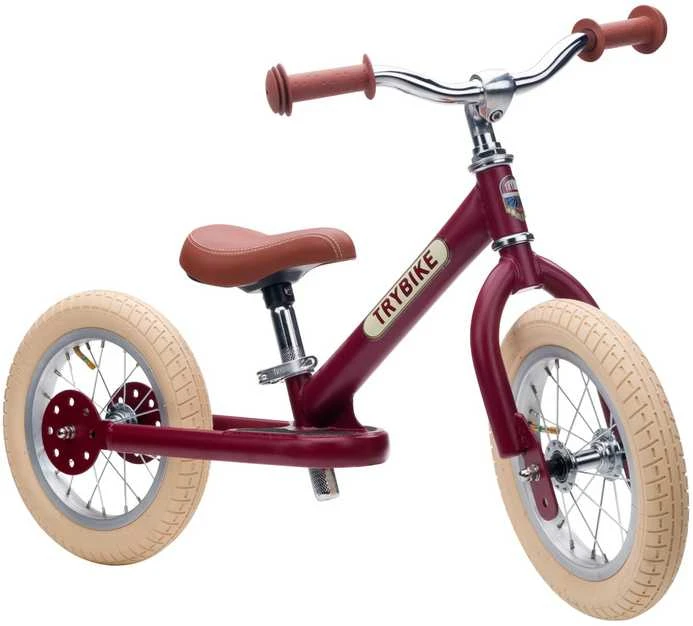 Dviratis-trybike - 2 plieniniai ratai - vintažinės raudonos spalvos (30TBS-2-Raudonas-VIN)