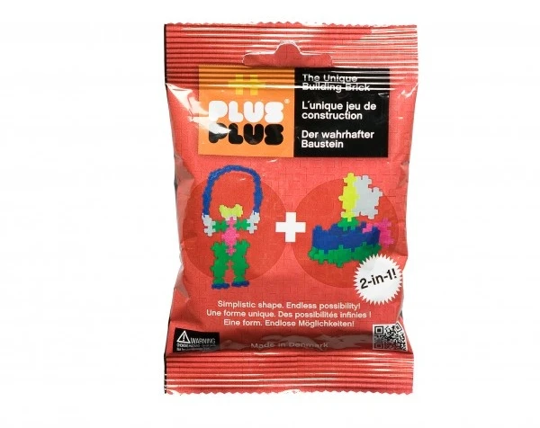 Plus Plus konstruktorius Mini neoninės - raudona kišenpinigių pakuotė 2in1